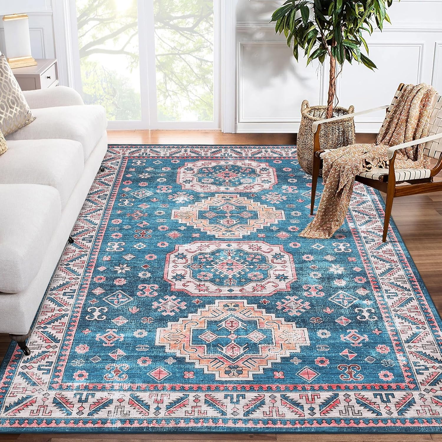 Tzou Persian Area Rug 8x10 Large Vintage Door Mat, Non Slip Floor Cover ...