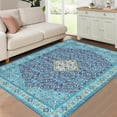 thumbnail image 1 of Tzou Persian Washable Rugs 5x7ft for Living Room(Navy/Turquoise), 1 of 7