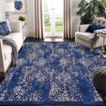 thumbnail image 1 of Tzou Printed Indoor Area Rugs 5'x7' for Living Room Bedroom, Low-Pile Non-Slip Floor Carpet, Navy Blue, 1 of 7