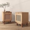 Tzou Boho Style Rattan Bedside Nightstand Set of 2, End Table for