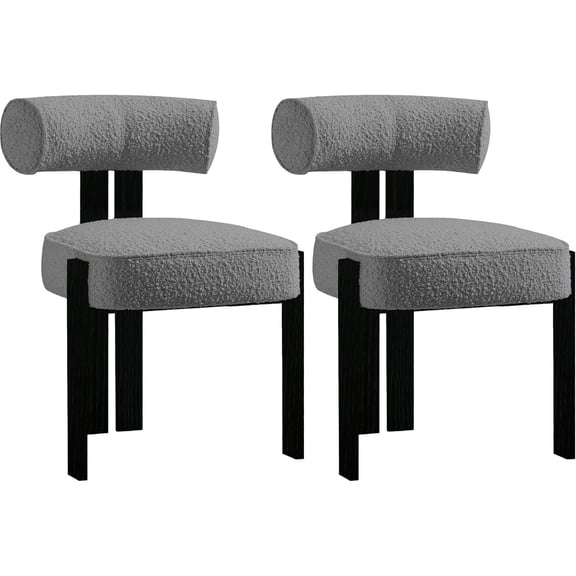 Tzou Set of 2 Modern Boucle Dining Chairs – Ergonomic Curved Back, 400LB Capacity, Rubberwood Legs, Premium Upholstery for Kitchen/Dining Room
