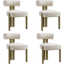 Tzou Set of 4 Modern Boucle Dining Chairs – Ergonomic Curved Back, 400LB Capacity, Rubberwood Legs, Premium Upholstery for Kitchen/Dining Room