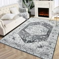 thumbnail image 1 of Tzou Vintage Floral Low Profile Big Area Rug 6x9 for Bedroom Living Room Super Soft Floor Mat, Machine Washable, Grey, 1 of 7