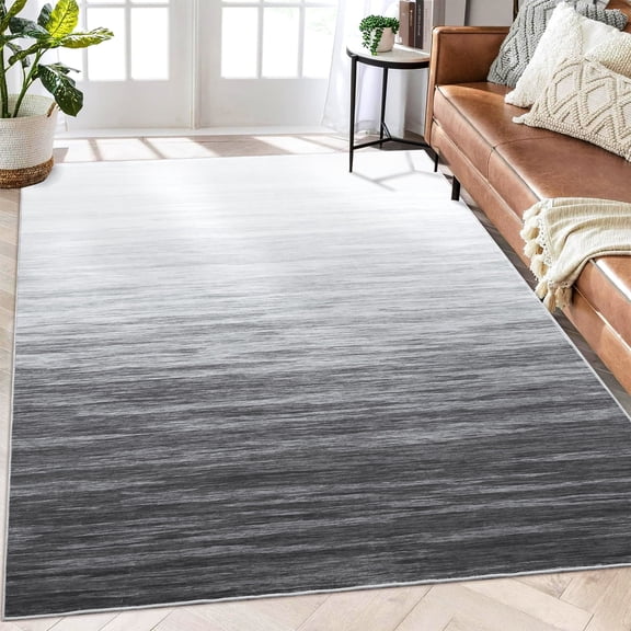 Tzou Washable Area Rug 5x7 for Home Office, Modern Gradient Carpet, Anti-Slip, Low Pile, Gray