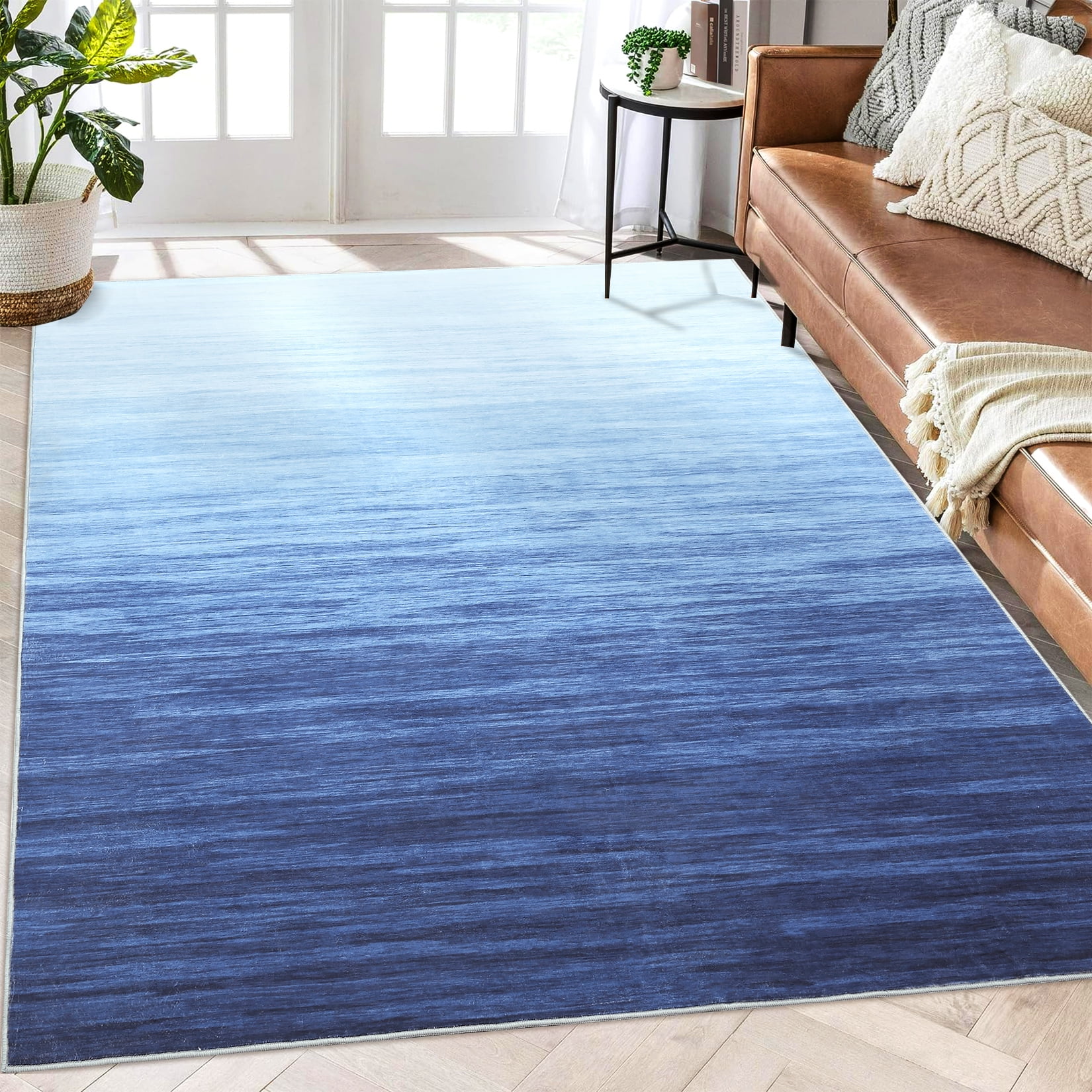 CAROMIO Abstract Area Rug Soft Washable Rug Non-Slip Contemporary Carpet, 5' x 7' Blue