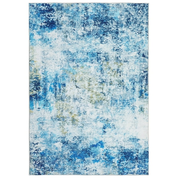Tzou Washable Area Rugs 5'x7' Non-Slip Modern Abstract Soft Carpet for Living Room Entryway Bedroom, Deep Blue