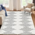 thumbnail image 1 of Tzou Washable Striped Area Rug, 10x13 Ultra-Soft Modern Carpet for Living Room, Bedroom & Dining Room, Stain-Resistant, Non-Slip, Machine Washable Thin Rug (Pearl Velvet, Striped Print), 1 of 8