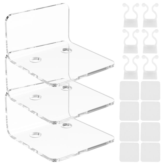 Tzrofpl 3Pcs Floating Shelves Wall Mounted Acrylic Floating Stand Clear