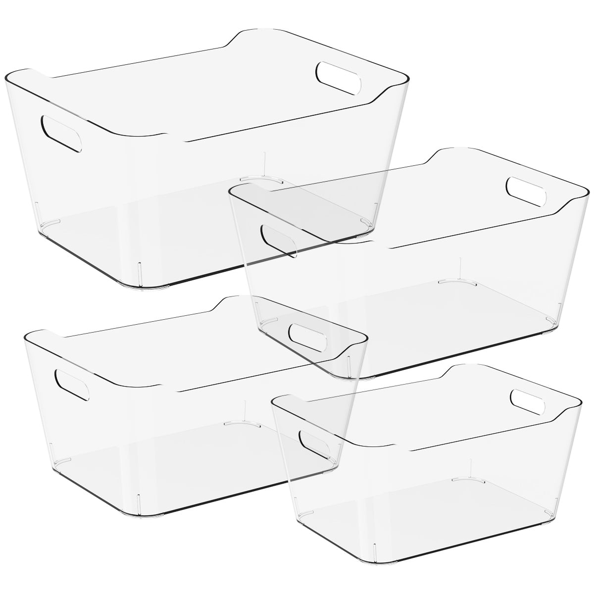 Tzrofpl 4 Pcs Plastic Storage Bins Transparent Storage Box 4 Sizes