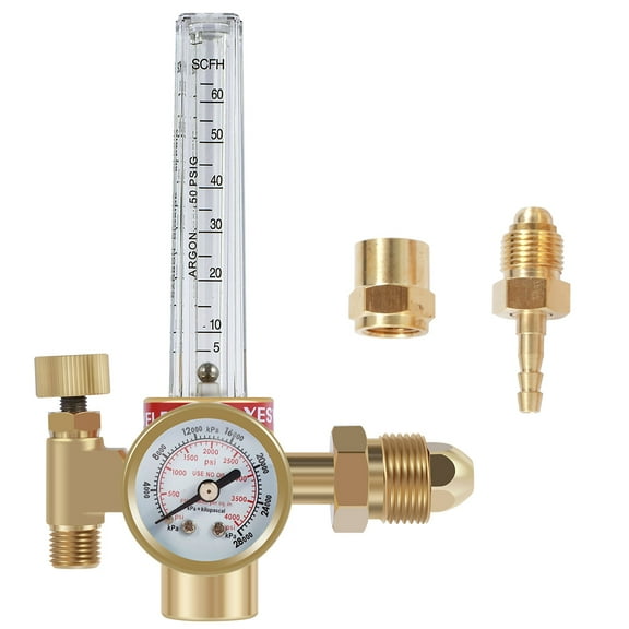 Tzrofpl HTP Argon CO2 Mig Tig Flow Meter 0-4000 PSI Precise Gas Welding Regulator 10-60CFH Adjustable Argon Regulator Copper Flowmeter Gauge for Argon Helium Nitrogen