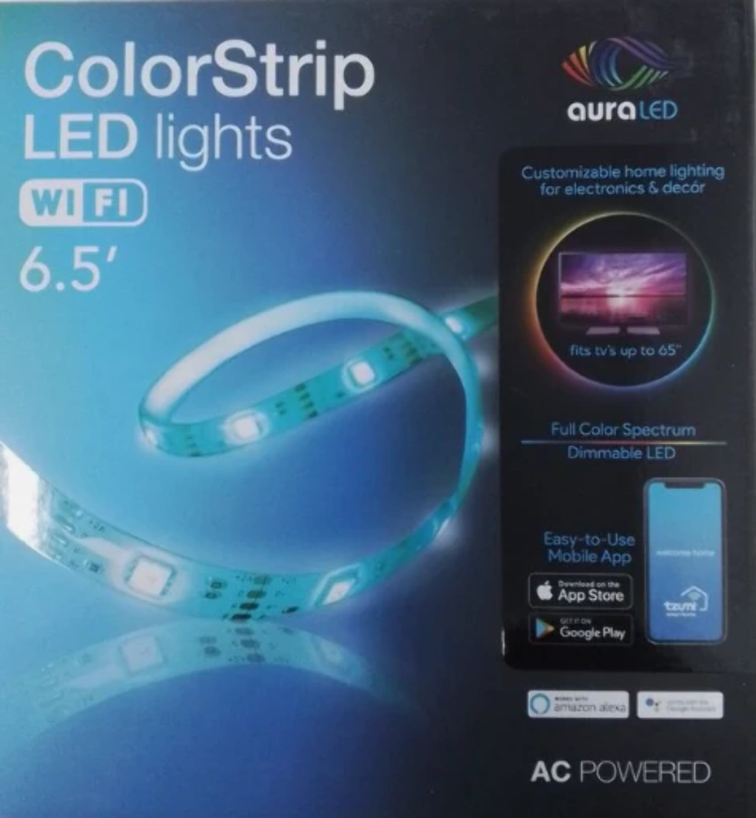 Tzumi Aura LED 10Watt Equivalent 6.5 Ft. Wifi Enabled Smart LED Tape