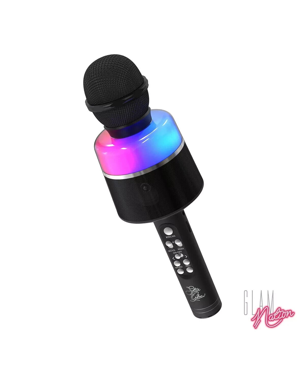Tzumi Glam Nation Star Glow Led Karaoke Microphone, Black