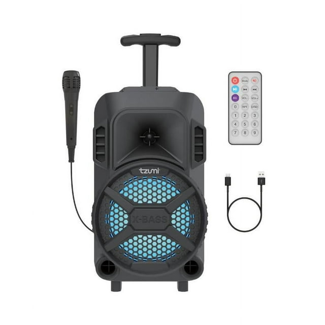 Shop Tzumi MegaBass V2 LED Bluetooth Karaoke Speaker, Rechargeable 18W