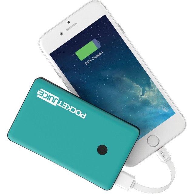 Tzumi Pocket Juice Slim 4,000mAh Solo Portable Charger, Teal