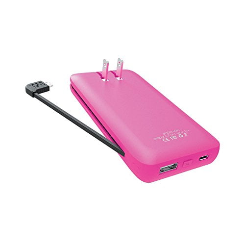 Tzumi PocketJuice Endurance AC, 6,000 mAh Portable Charger, Pink