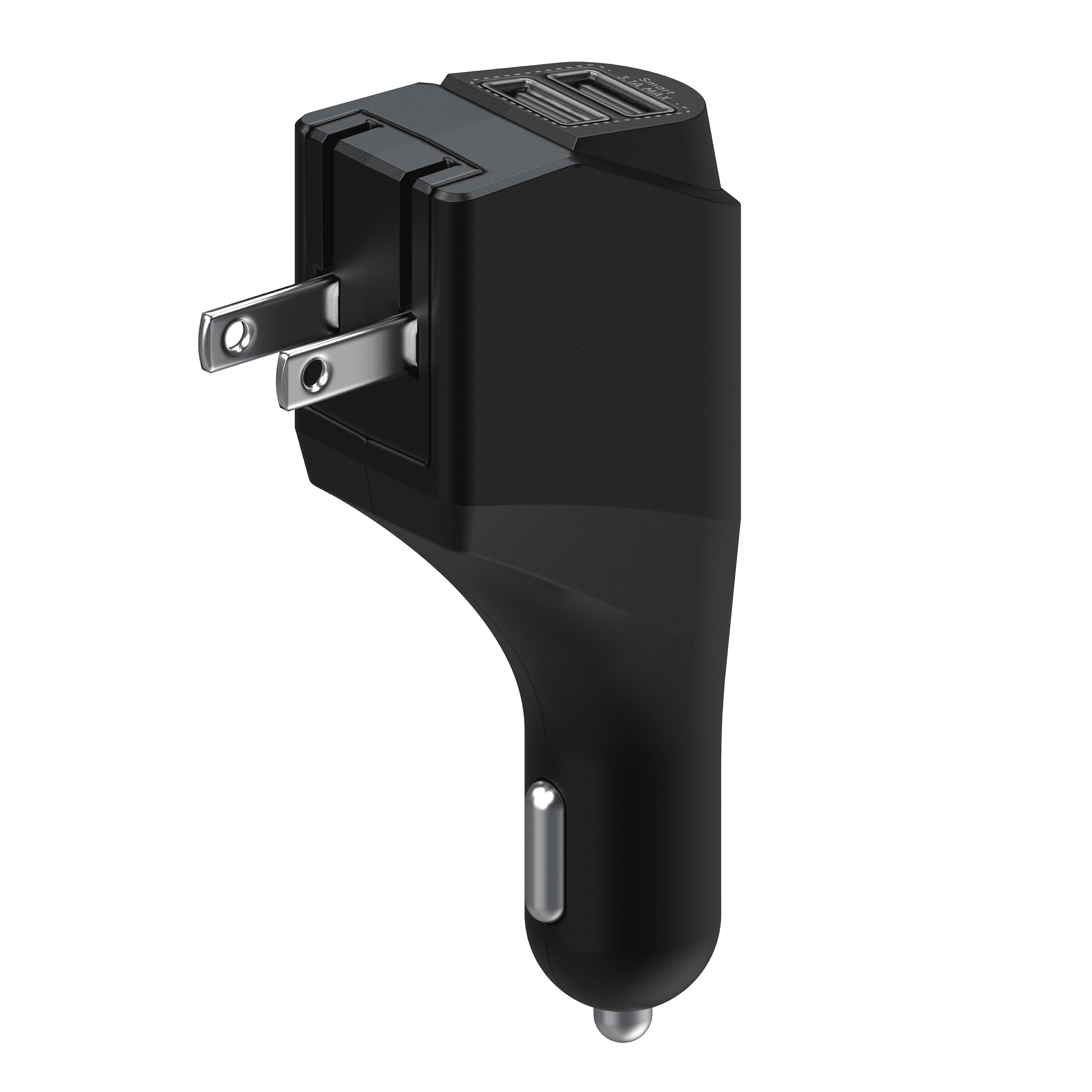 Tzumi PowerDuo Portable Auto and Home Charger, Universal Car Charger with 2 USB Ports and