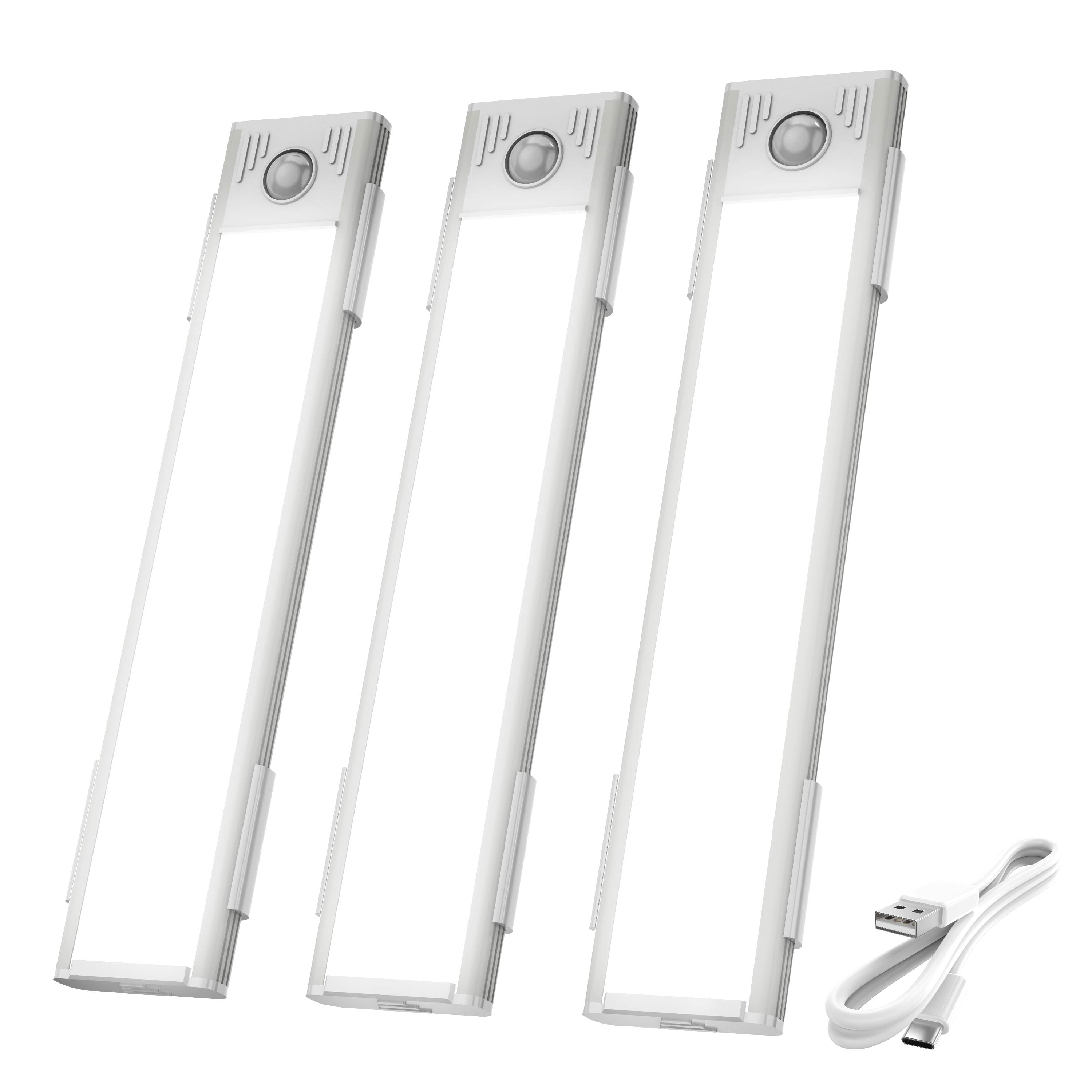 Tzumi Under Cabinet Lights Dimmable LED Light Bar with Magnetic Mount, 3-Pack, USB-Rechargeable
