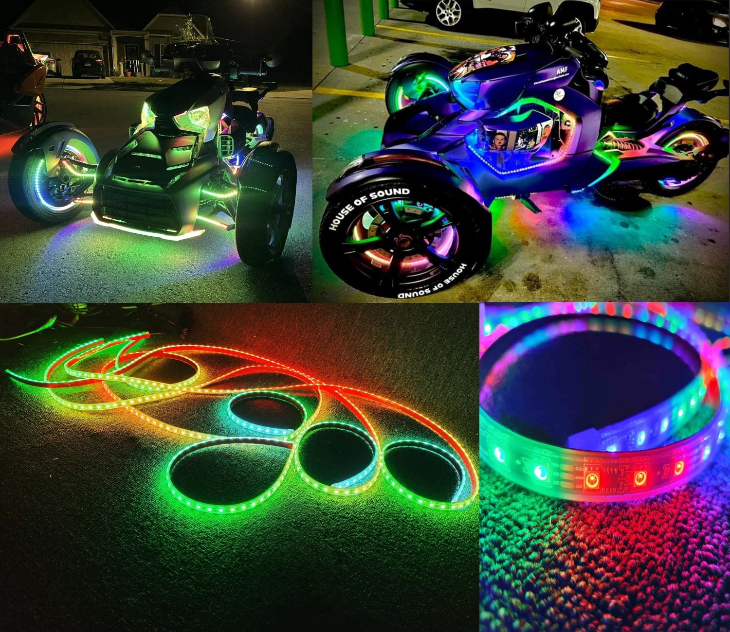 Tzvmnylighting Factory - 14PC 6.5FT 78"Dream Color Chasing LED Strip For Underglow Slingshot Lights Bluetooth APP +Remote Control Waterproof Plug And Play