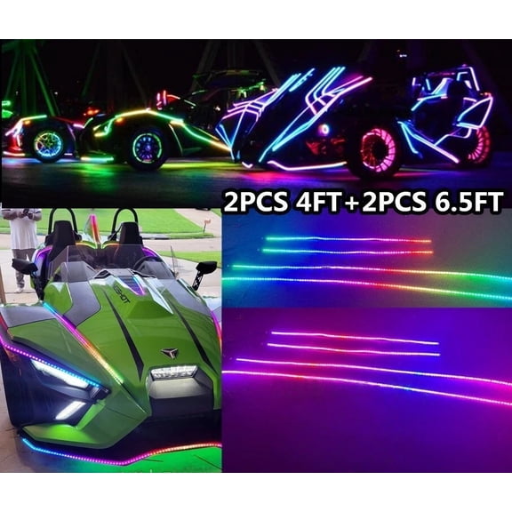 Tzvmny Lighting Factory - Single Row 300LEDs Kit For Truck 2PCS 4FT + 2PCS 6.5FT Chasing Strip Lights Bluetooth App +Remote Control Waterproof IP68