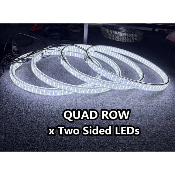 Tzvmnylighting Factory - 4pcs 17.5'' Cold White Strobe Quad Row Wheel Ring Lights For Truck Double Side LED Rim Light Kit Bluetooth APP Controllable