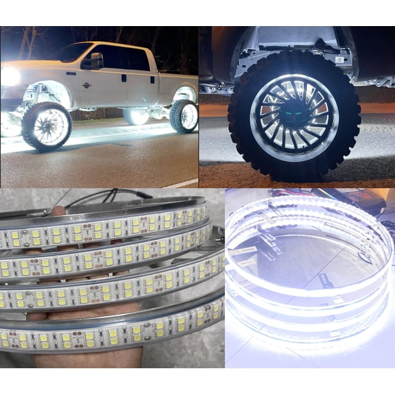 Tzvmnylighting Factory - Double ROW 4PCS 17.5 Cold White Strobe Wheel Ring Lights LED For Truck Car Rim Tire Lights Bluetooth APP Waterproof