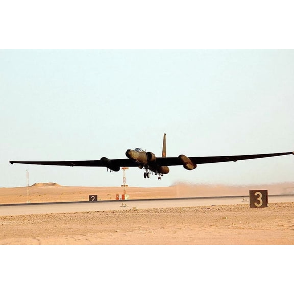 U-2 Dragon Lady Aircraft Take Off Air Force - 24x36 Inch Glossy Laminated Aviation Poster - Stunning Detail and Bold Colors