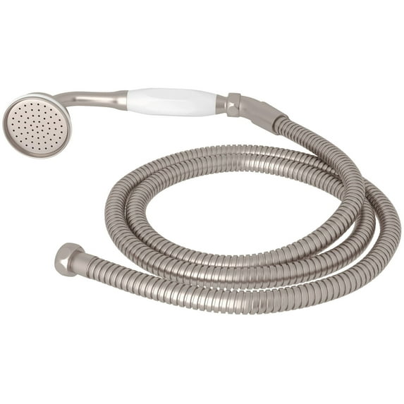 U.5387STN Perrin and Rowe Bath nclined Handshower and Hose Porcelain Handshower: Satin