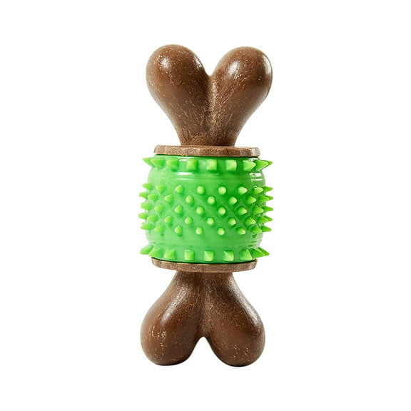 U-715 Green Wood Chew Toy Aggressive Chewers Splinter Free Natural Dental Care Medium Large Dogs Durable Boredom Relief Bone Accent