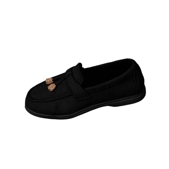 U-835 Black Ladies Fashionable Casual Versatile Eye Catching Summer Fall Comfortable Lazy Low Top Loafers