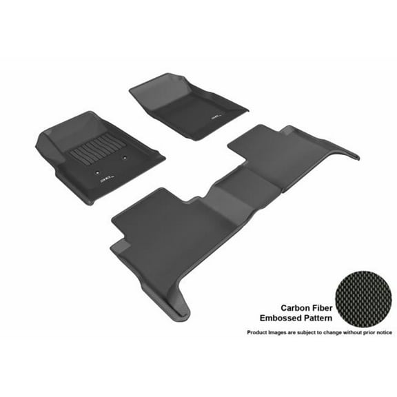 U Ace  3D Maxpider All 2 Row Custom Fit Kagu Black Floor Mat for 2015-2016 Chevrolet Colorado Crew Cab Models - Black