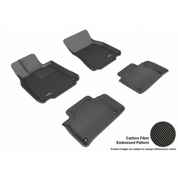 U Ace 3D Maxpider Complete Set Custom Fit All-Weather Kagu Black Floor Mat for 2007-2012 Lexus LS460 Models