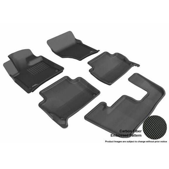 U Ace 3D Maxpider Complete Set Custom Fit All-Weather Kagu Black Floor Mat for 2007-2015 Audi Q7 Models - Bench Seating