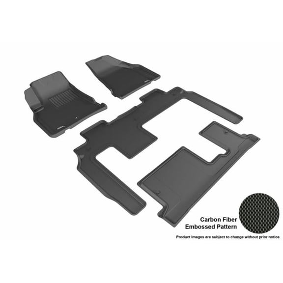 U Ace 3D Maxpider Custom Fit Complete Kagu Black Floor Mat for 2009-2016 Chevrolet Traverse Models - Bench Seating