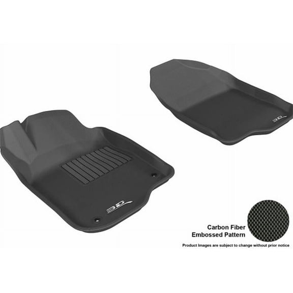 U Ace 3D Maxpider Front Row Custom Fit All-Weather Kagu Black Floor Mat for 2008-2012 Chevrolet Malibu Models - Black