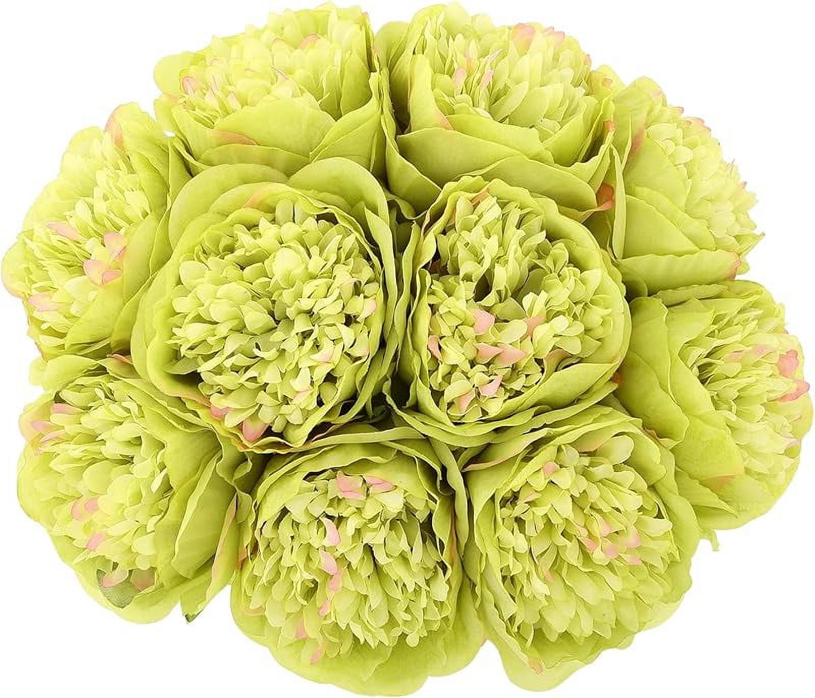 U'Artlines 2 Bouquet 10 Heads Artificial Peony Silk Flower Leaf Home O Wedding Party Festival Bar Decor Cream White