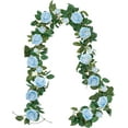 U'Artlines 3 Pack Artificial Blue Rose Vines Floral Garlands Total 19.5