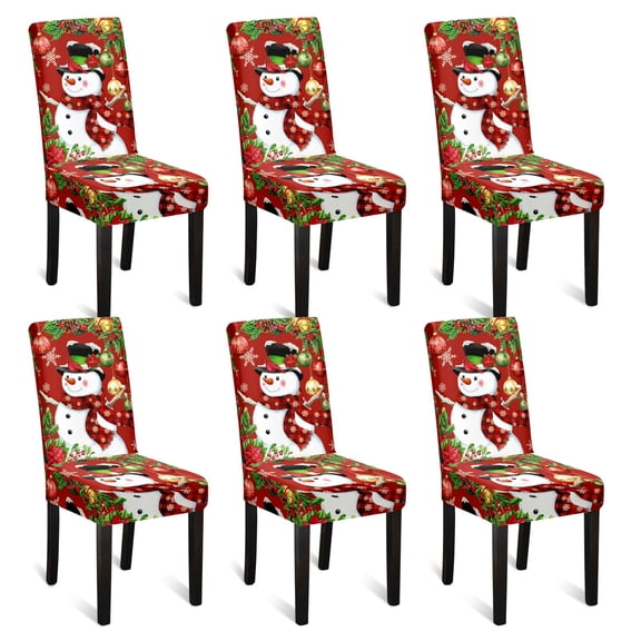 U'Artlines Christmas Chair Covers Set of 6, Removable Washable Merry Christmas Dining Chair Seat Covers Stretch Protector Slipcovers for Dining Room Kitchen Holiday Party Decor, Snowman Y102