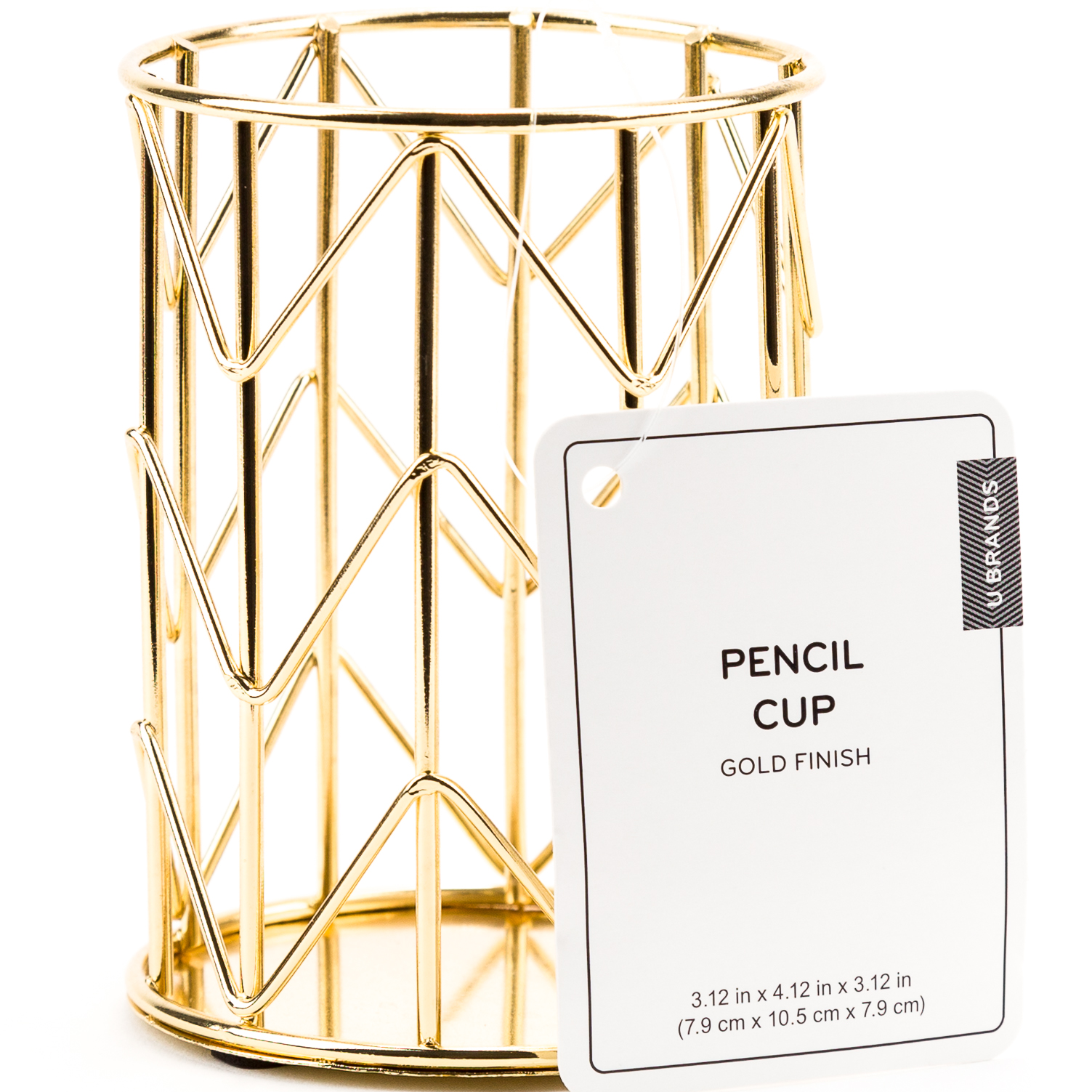 U BRAND Wire Metal Pencil Cup, Desktop Accessories, Gold Finish, 897U - image 1 of 8
