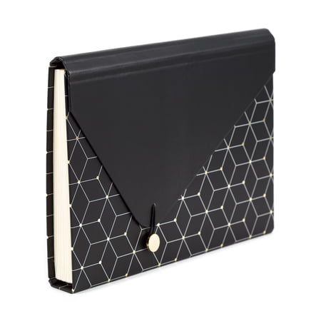 U Brands Classic 13 Pocket File Folder, Black and White, 3318U