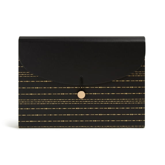 U BRANDS 13 Pocket Expandable File Folder, Vintage Classic, Black, 4631U