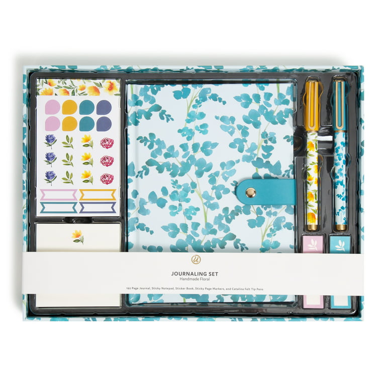 U BRANDS Handmade Florals Journaling Set, Multicolor, Stationery, Pens  Included, 2057U