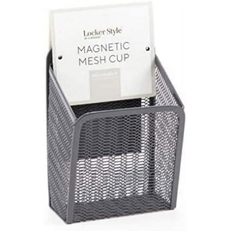 U BRANDS Magnetic Mesh Locker Cup Pencil Holder, Gray