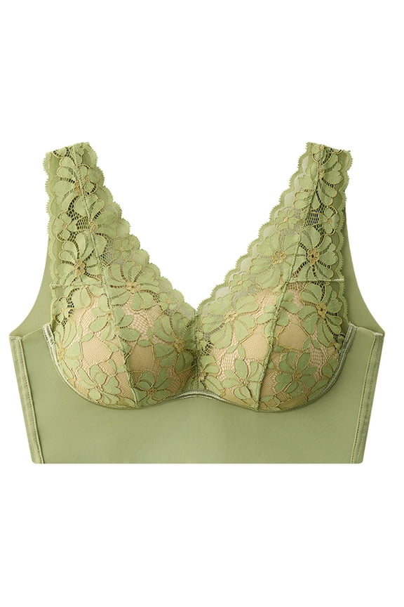 U-Back Bralette Top - Wireless Comfort Bra with Light Padding, Sexy Lace Supportive Camisole | Hontri | Versatile Comfy & Lacy Bra Top Wireless Bra Lifting Anti Sagging (Green | 3XL)