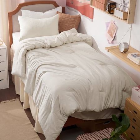 U by Bedsure 2 Pieces Twin Comforter Bedding Set, Beige Comforter Set for All Seasons, 1 Lightweight Prewashed Twin XL Comforter and 1 Pillowcases
