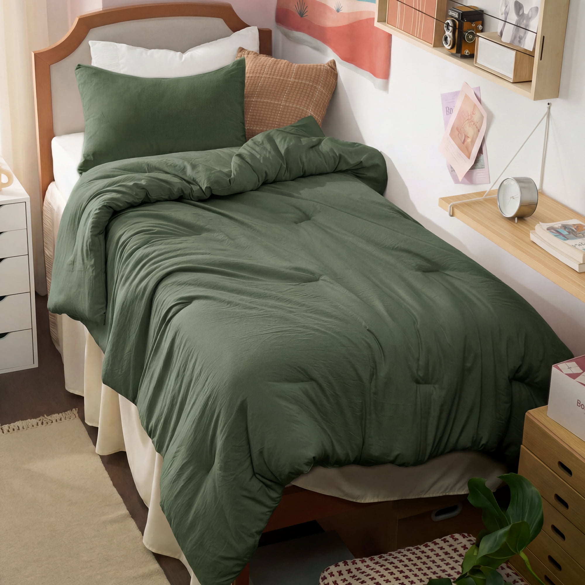 U Bedsure U by Bedsure 2 Pieces Twin Comforter Bedding Set, Bronze Green Bed Comforter Set for All Seasons, 1 Lightweight Prewashed Twin XL Comforter and 1 Pillowcases
