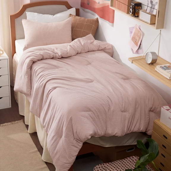 U by Bedsure 2 Pieces Twin Comforter Bedding Set, Pink Comforter Set for All Seasons, 1 Lightweight Prewashed Twin XL Comforter and 1 Pillowcases, Rose Dust