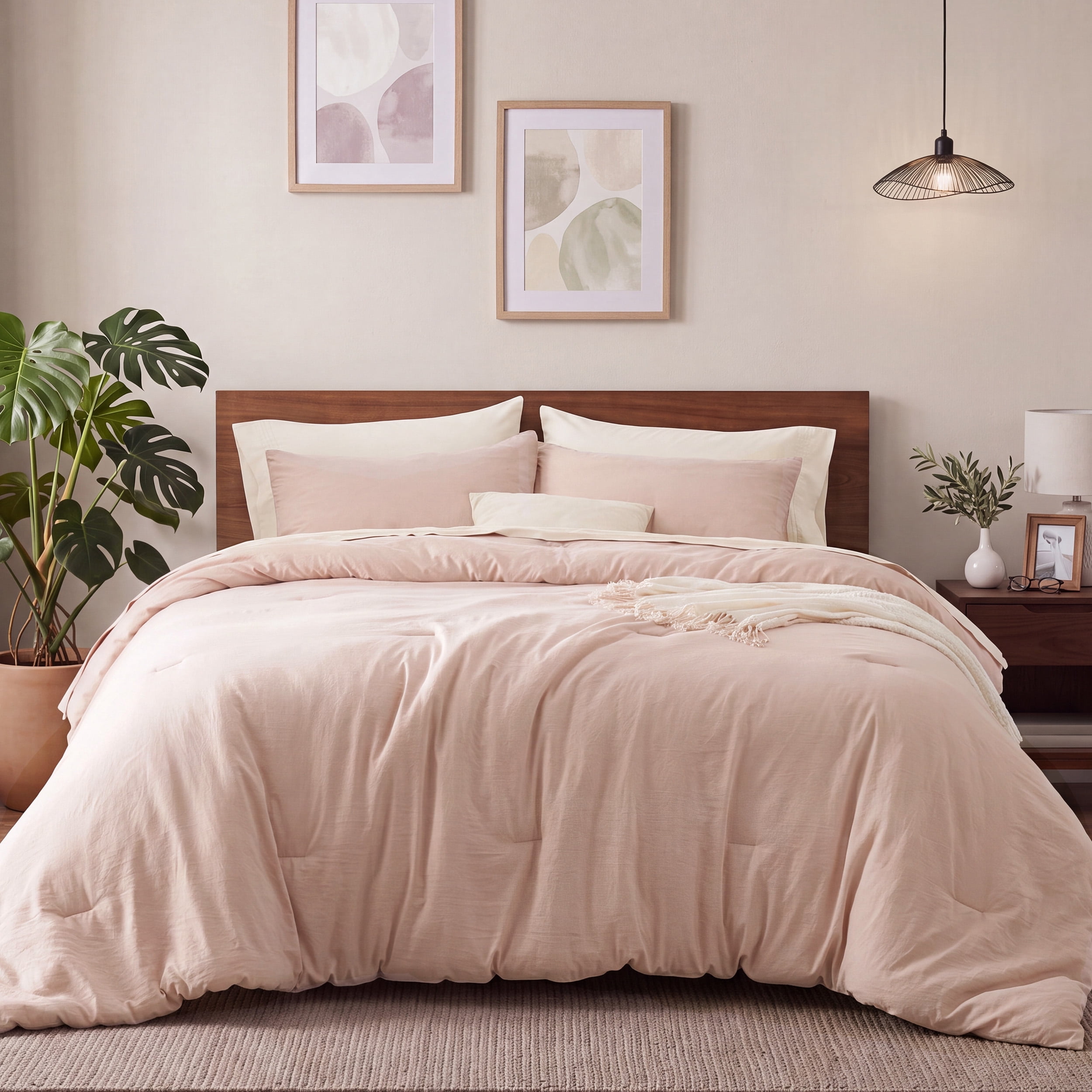 U Bedsure U by Bedsure 3 Pieces King Comforter Bedding Set, Pink Bed Comforter Set for All Seasons, 1 Lightweight Prewashed Comforter and 2 Pillowcases