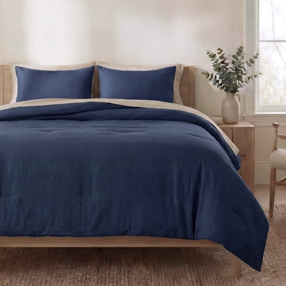 U by Bedsure 3 Pieces Queen Comforter Bedding Set, Navy Comforter Set for All Seasons, 1 Lightweight Prewashed Comforter and 2 Pillowcases