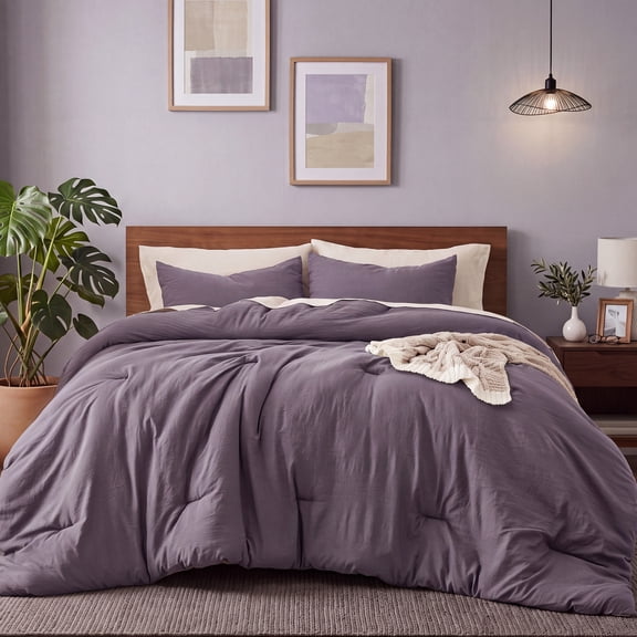 U by Bedsure 3 Pieces Queen Comforter Bedding Set, Purple Bed Comforter Set for All Seasons, 1 Lightweight Prewashed Comforter and 2 Pillowcases