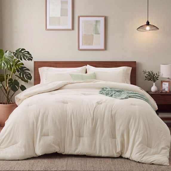 U by Bedsure 3 Pieces Queen Comforter Bedding Set, White Bed Comforter Set for All Seasons, 1 Lightweight Prewashed Comforter and 2 Pillowcases, Queen, White Swan